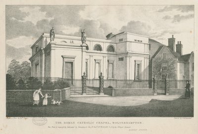 Wolverhampton - Det romersk-katolske kapell: litografi, nd [c 1844] av Robert Noyes