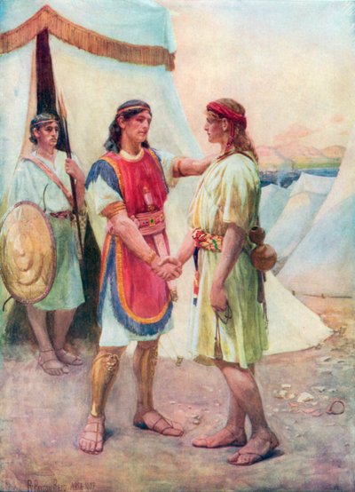 David og Jonatan (fargelitografi) av Robert Payton Reid