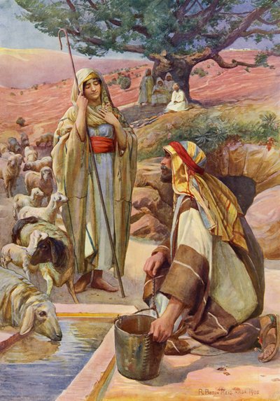 Rachel At The Well (farge litho) av Robert Payton Reid