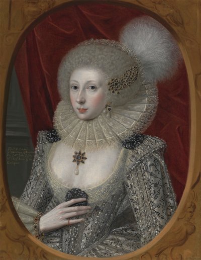 Portrett av en kvinne, muligens Elizabeth Pope (ca. 1585; levende 1624) av Robert Peake the elder
