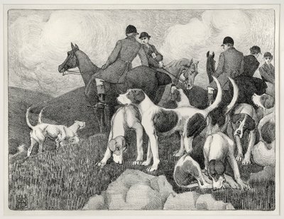 Jaktscene (litho) av Robert Polhill Bevan