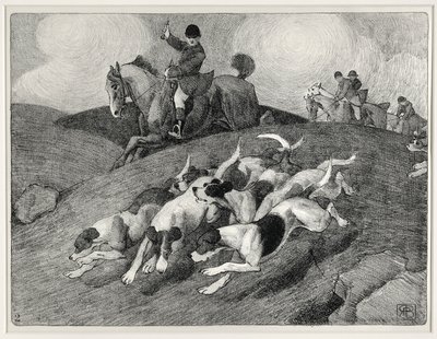 Jaktscene (litho) av Robert Polhill Bevan