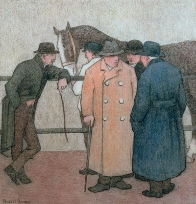 Hestehandlerne (kritt på papir) av Robert Polhill Bevan