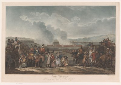 George III anmelder troppene sine ved Blackheath Hans Majestet, og anmelder troppene sine på Black Heath (tittel på objekt) av Robert Pollard (I)