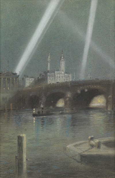 Krigssøkelys over London Bridge av Robert Randoll