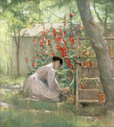 Tending the Garden (olje på lerret) av Robert Reid