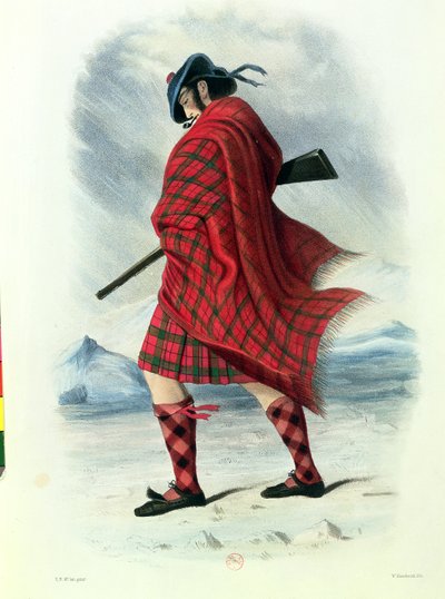 Scotsman in Highland Dress, gravert av W. Kinnebrock av Robert Ronald McIan