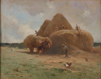 Gathering the Hay (olje på lerret) av Robert Russell MacNee