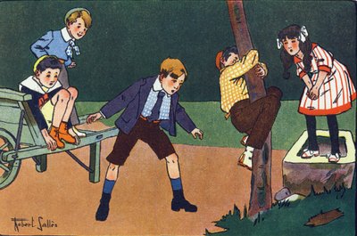 En kattabbor. Gravering i "" Hva spiller vi? “” av E. Weber med akvarelltegninger av Robert Salles (1871-1929). Librairie Garnier Freres, Paris av Robert Salles