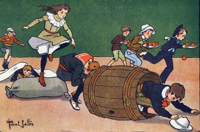 Hinderløpet. Gravering i "" Hva spiller vi? “” av E. Weber med akvarelltegninger av Robert Salles (1871-1929). Librairie Garnier Freres, Paris av Robert Salles