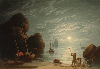 Måneskinn kystscene av Robert Salmon