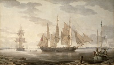 Skip i havnen, 1805 av Robert Salmon