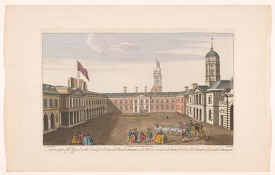Oversikt over Upper Castle Yard fra Dublin Castle Et prospekt av Upper Castle Court, fra Council Chamber, Dublin (tittel på objekt) av Robert Sayer (possibly)