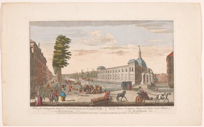 Gezicht op de Beurs te Rotterdam En utsikt over børsen Sør- og Nord-Blaak tatt fra Gaapers-broen (tittel på objekt) Holland (serietittel) av Robert Sayer