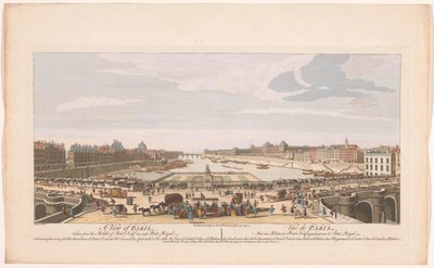 Utsikt over Pont Neuf over elven Seinen i Paris, med utsikt mot Pont Royal En utsikt over Paris, tatt fra midten av Pont Neuf mot Pont Royal (...) (tittel på objekt) Paris (serietittel) av Robert Sayer