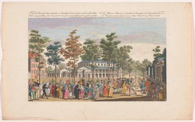 En utsikt over Rotundo, House & Gardens ved Ranelagh, med en nøyaktig representasjon av jubileumsballet, som et av Robert Sayer