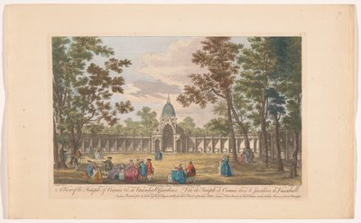 Utsikt over Temple of Comus i Vauxhall Gardens i London En utsikt over Temple of Comus &c. i Vauxhall Gardens (tittel på objekt) Ranelagh Gardens en Vauxhall Gardens (serietittel) av Robert Sayer