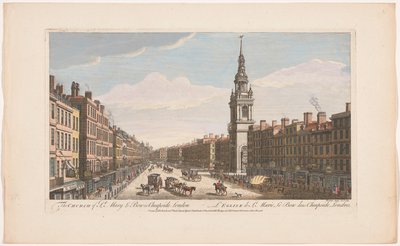 Utsikt over Saint Mary-le-Bow kirken på Cheapside street i London Kirken St Mary le Bow i Cheapside London (tittel på objekt) London (serietittel) av Robert Sayer