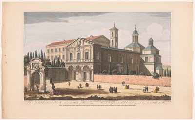 Utsikt over Saint Sebastian-kirken utenfor murene i Roma En utsikt over St. Sebastians kirke uten Romas murer (tittel på objekt) Roma (serietittel) av Robert Sayer