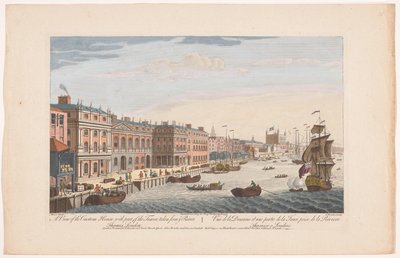 Utsikt over Custom House ved Themsen i London En utsikt over Custom House med en del av The Tower, tatt fra ye river. Thames London (tittel på objekt) London (serietittel) av Robert Sayer