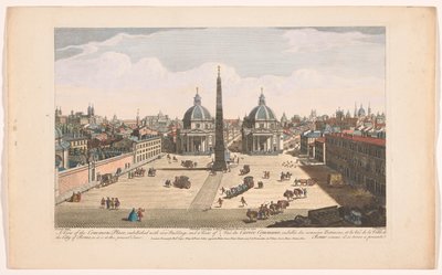 Se på Piazza del Popolo i Roma En utsikt over Common Place, pyntet med nye bygninger, og en utsikt over byen Roma, slik den er på dette nåværende tidspunkt (tittel på objekt) Roma (serietittel) av Robert Sayer