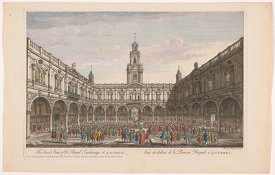 Utsikt over interiøret til Royal Exchange i London Innsiden av Royal Exchange i London (tittel på objekt) London (serietittel) av Robert Sayer