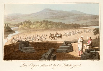 Lord Byron deltok av hans Suliote Guards, pub. 1825. av Robert Seymour
