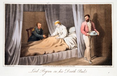 Lord Byron på dødsleiet, pub. 1825. av Robert Seymour