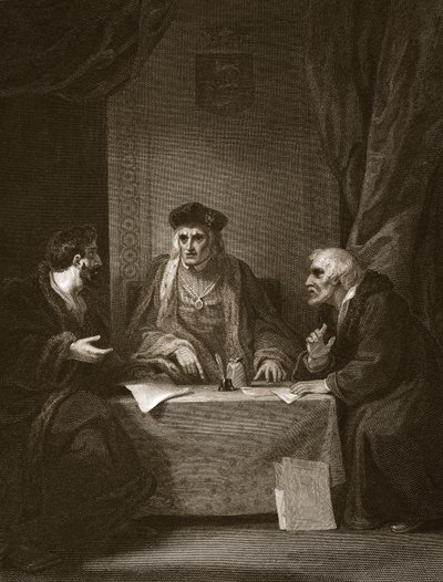 Henry VII med Empson und Dudley, gravert av Worthington, illustrasjon fra David Humes 