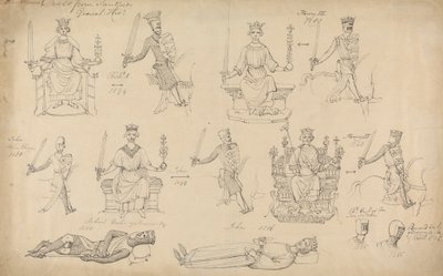 Studier av figurer og segl fra Sandfords slektshistorie av Robert Smirke