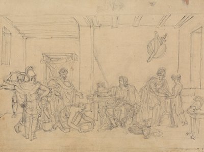 Studie av en interiørscene, med romerske soldater av Robert Smirke