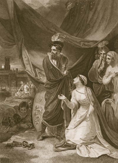 The Surrender of Calais, gravert av A. Smith, illustrasjon fra David Humes 