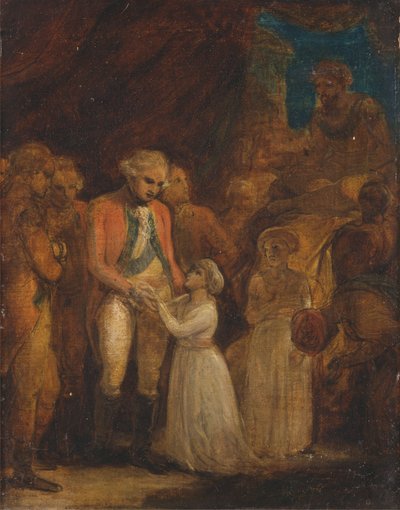 De to sønnene til Tipu Sahib, sultanen av Mysore, blir overlevert som gisler til general Cornwallis av Robert Smirke