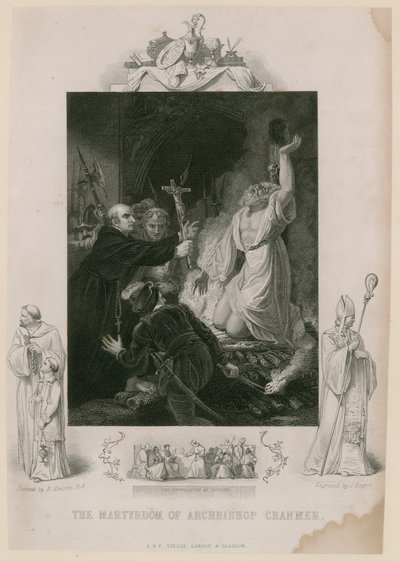 Erkebiskop Cranmers martyrium (gravering) av Robert Smirke