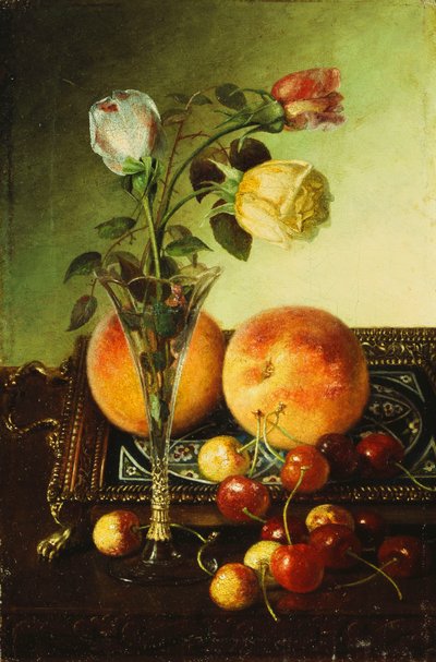 Roser, fersken og kirsebær, 1891 av Robert Spear Dunning