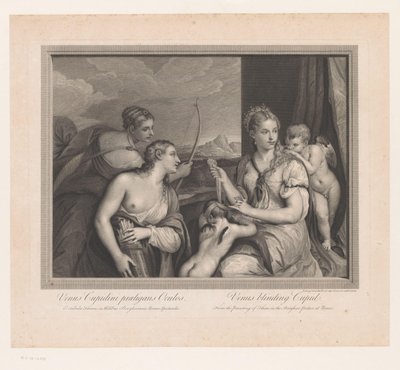 Venus har en blindduk på Cupido Venus velger Amors øyne. Venus blender Amor (tittel på objekt) av Robert Strange