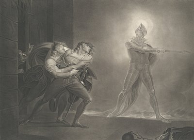 Hamlet, Horatio, Marcellus and the Ghost Shakespeare, Haml..., first published 1796, reissued 1852.    1156300   no       norwegian Successfully Translated  Original: Add. 5415A Map, illustration from the Queen Mary Atlas Translat: Add. 5415A Map, illustra av Robert Thew