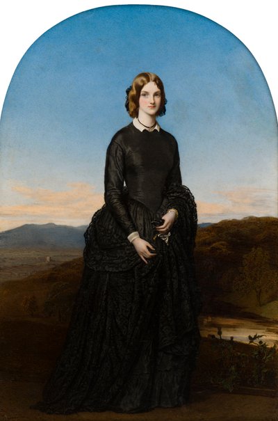 Portrett av Hon. Selina Weld Forester, Viscountesse Newport og senere grevinne av Bradford (1819-1894), ca. 1840-70 (olje på elfenben) av Robert Thorburn