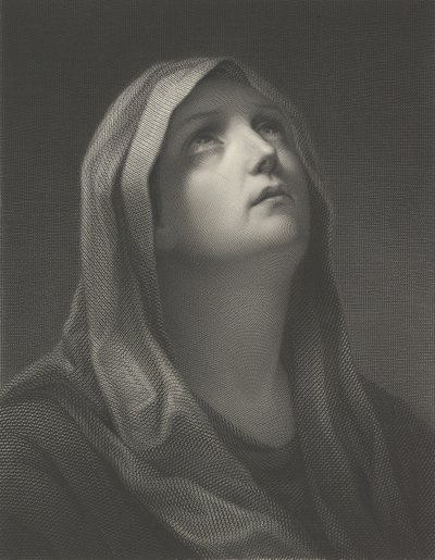 Jomfruens hode ser opp til høyre, etter Reni, 1869. av Robert Trossin