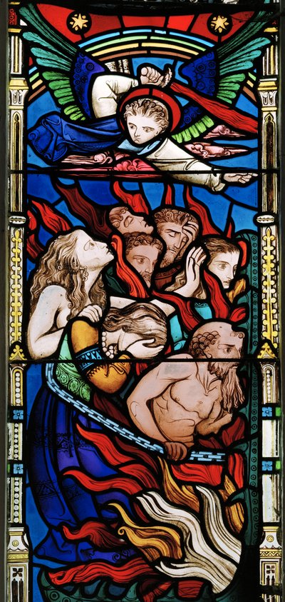 The Last Judgement, detalj, Ye Damned, 1863 (farget glass) av Robert Turnill Bayne
