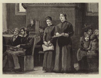 Blind Girls singing, en skisse ved Royal Normal College of Music, Upper Norwood av Robert Walker Macbeth