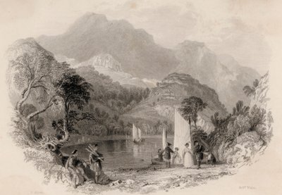 Pass of the Trossachs, Loch Katrine, Skottland (gravering) av Robert Wallis