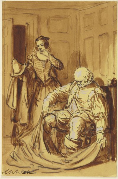 Falstaff und Frau Ford (Szene aus Die lustigen Weiber von Windsor, 4.2) av Robert Walter Weir