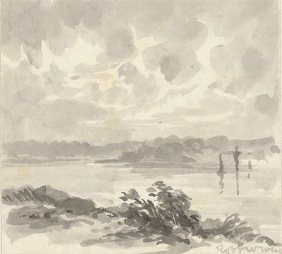 Landskap - Utsikt over en innsjø og åser av Robert Walter Weir