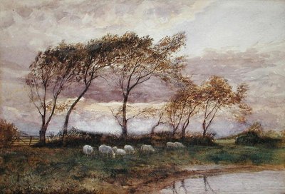 En høstkveld (akvarell på papir) av Robert Weir Allan