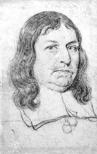 Mannsportrett, muligens av Oliver Cromwell (1599-1658) (blyant på vellum) av Robert White