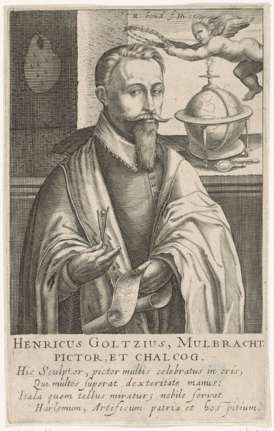 Portrett av Hendrik Goltzius, ca. 1610 (gravering) av Robert Willemsz de Baudous