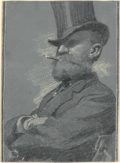 Mann i topp hatt, røyker en sigar av Robert William Vonnoh