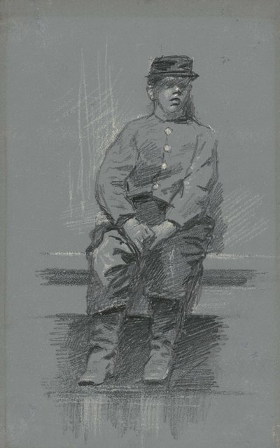 The Cadet, ca. 1895 (grafitt på grått nettbrett) av Robert William Vonnoh