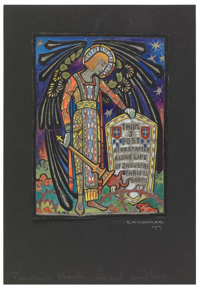 Design for Stained Glass Memorial Window til Thomas J. Post av Robert Winthrop Chanler